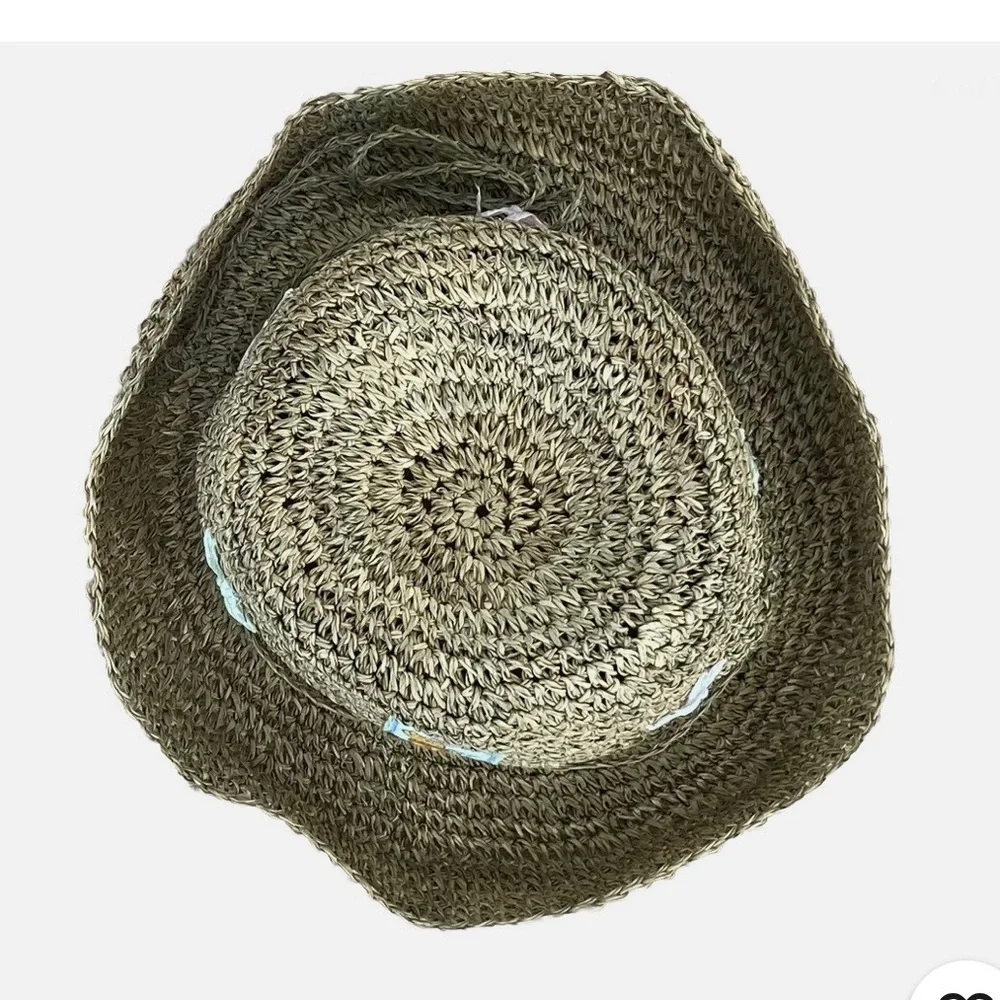 Disney Winnie the Pooh Patch Sun Bucket Woven Dragonfly Brim Straw Hat